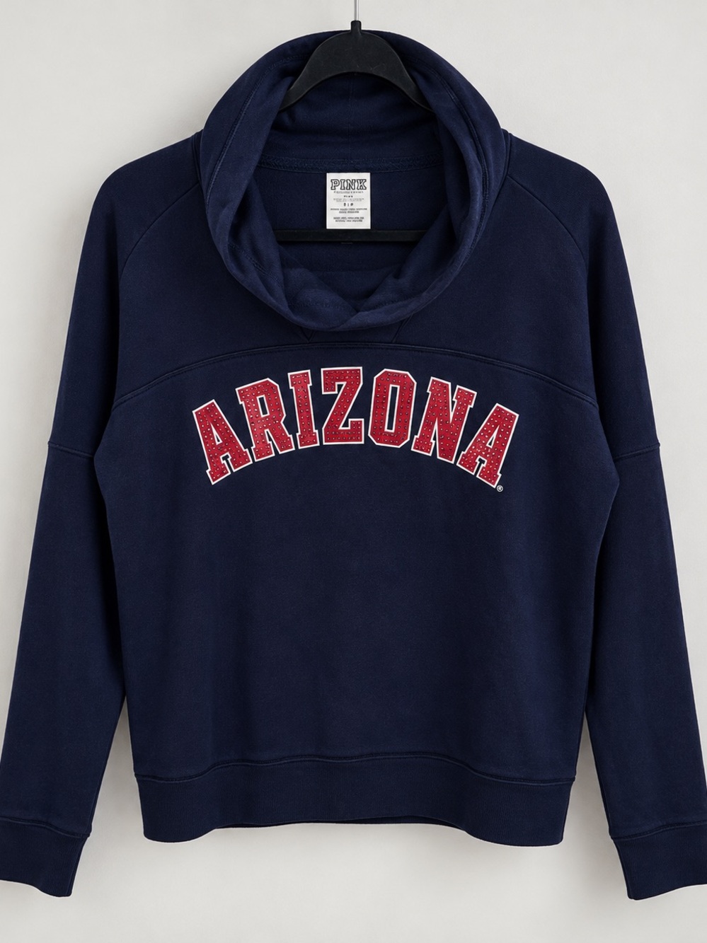 Victoria’s Secret PINK Arizona Wildcats Cowl Neck Sweatshirt Navy Rhinestone